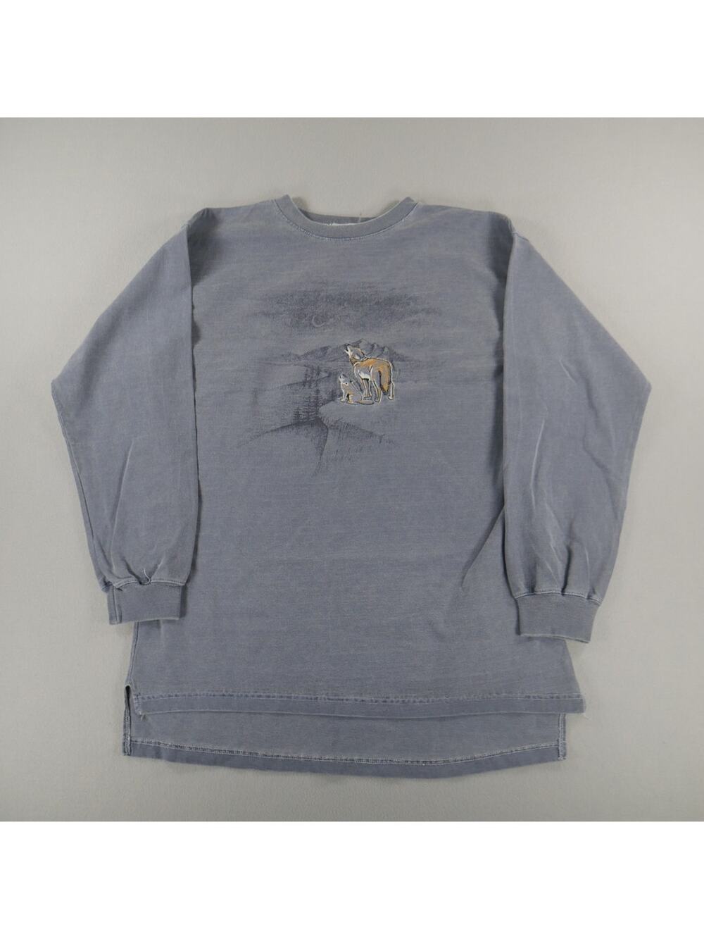 Vintage National Wildlife Wolves Gray Long Sleeve Mens Size (Large) Nature